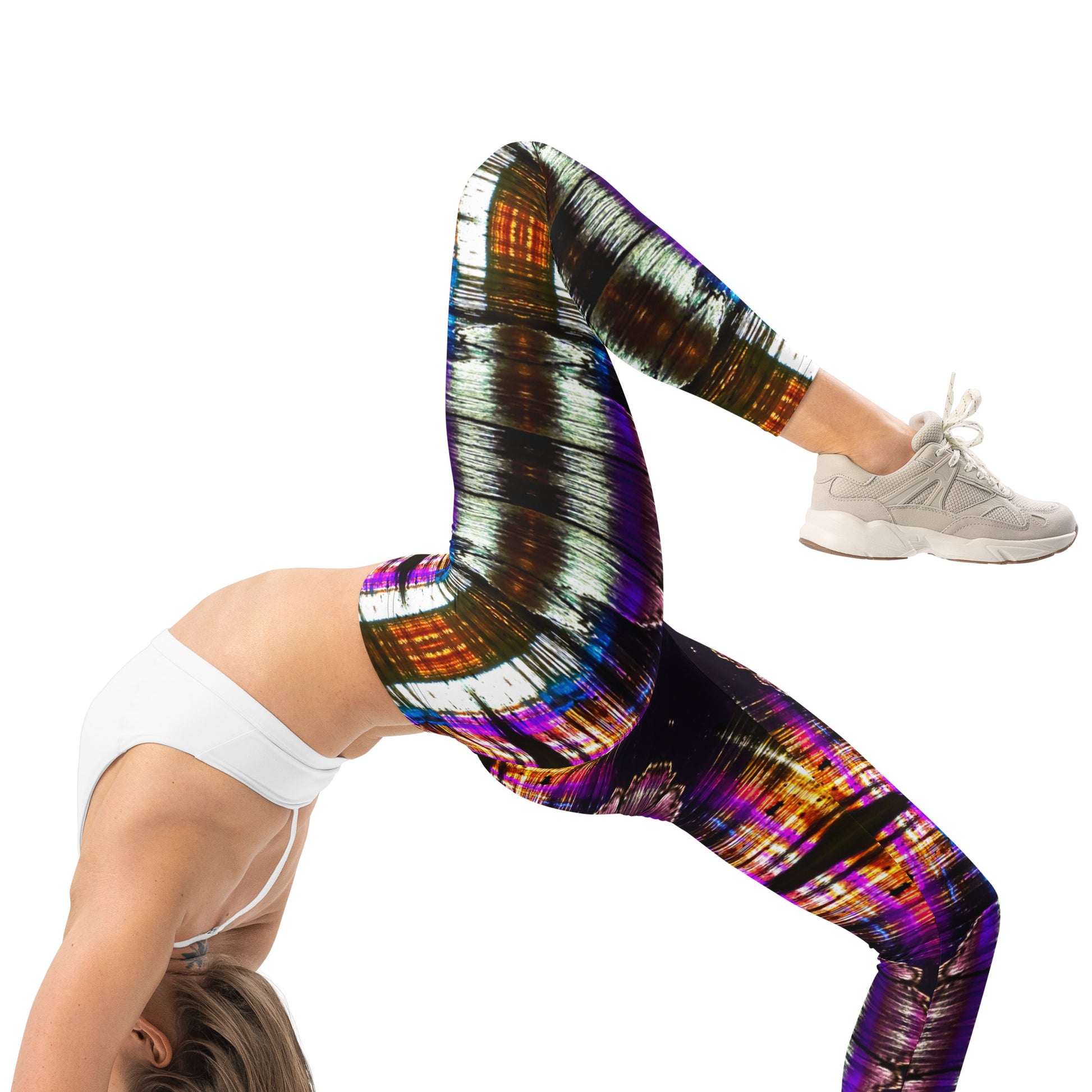 Ripple leggings with ripple artwork by Vicky Steane, back view