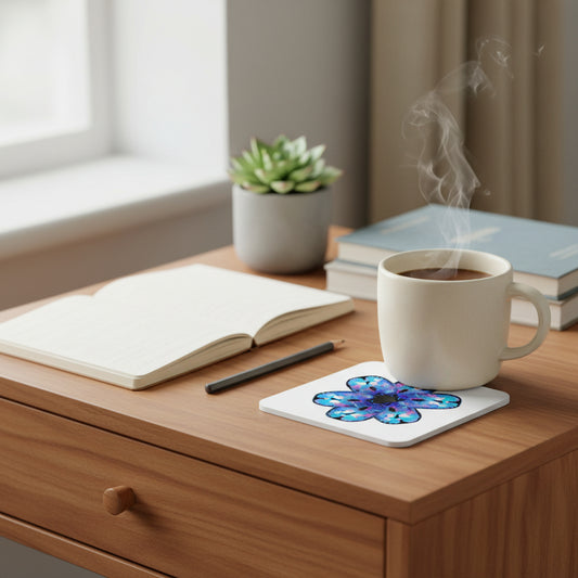 Sad Brain Flower Coaster on a des