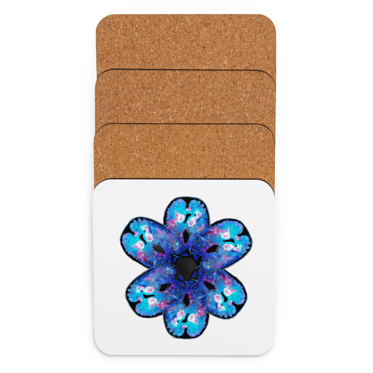 Sad Brain Flower Cork-back Coaster