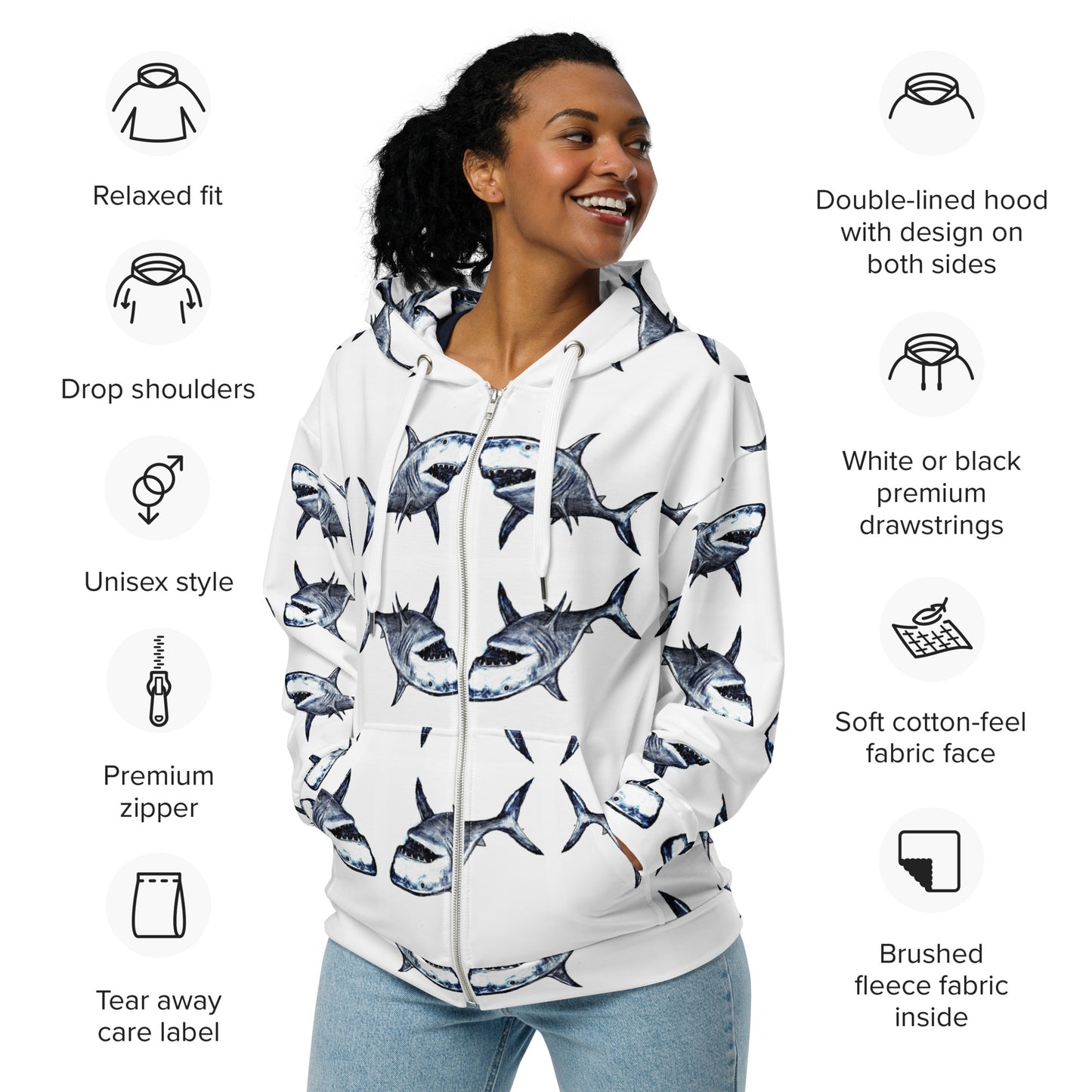 Shark Attack Women's Zip Hood