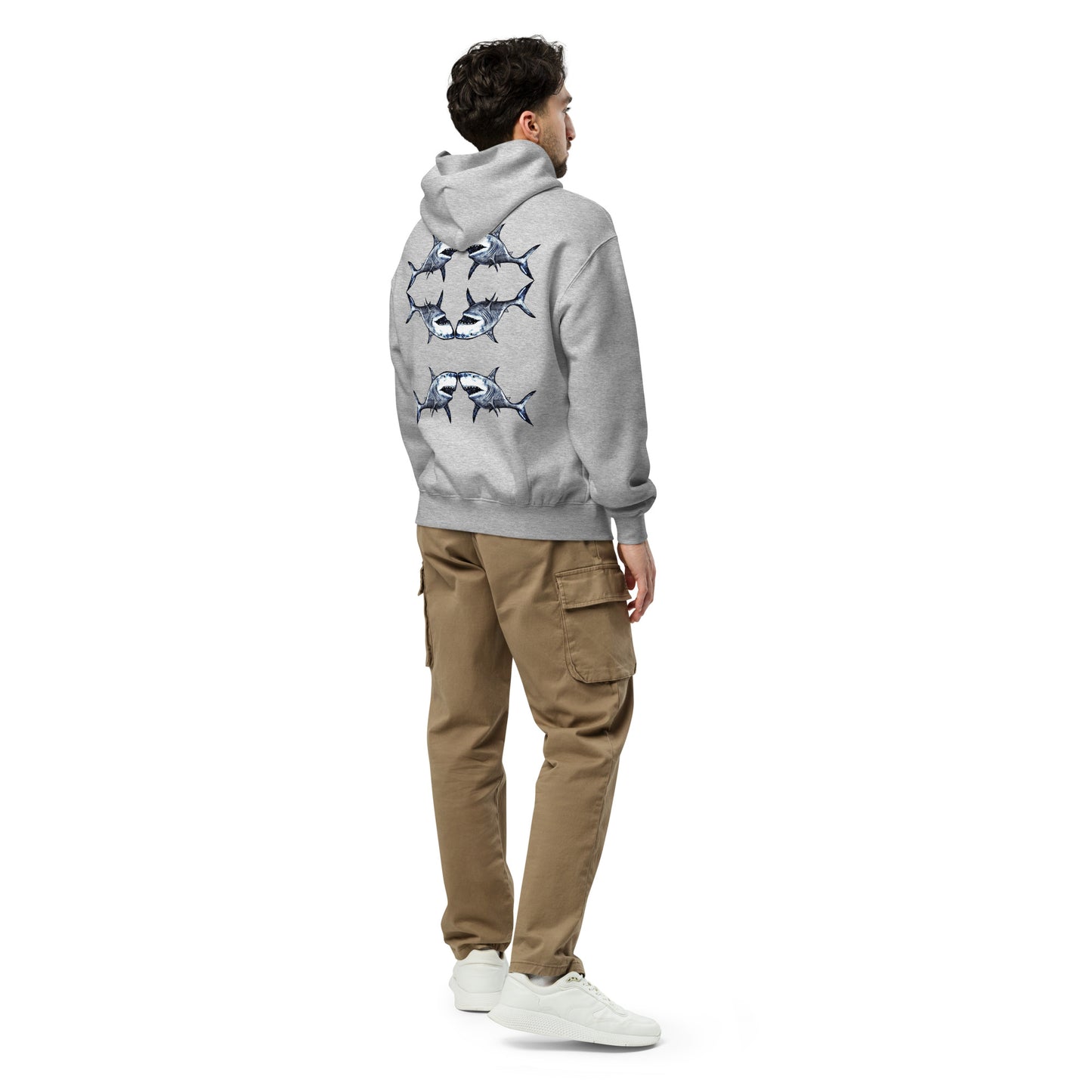 Shark Attack Oversized Men's Hoodie