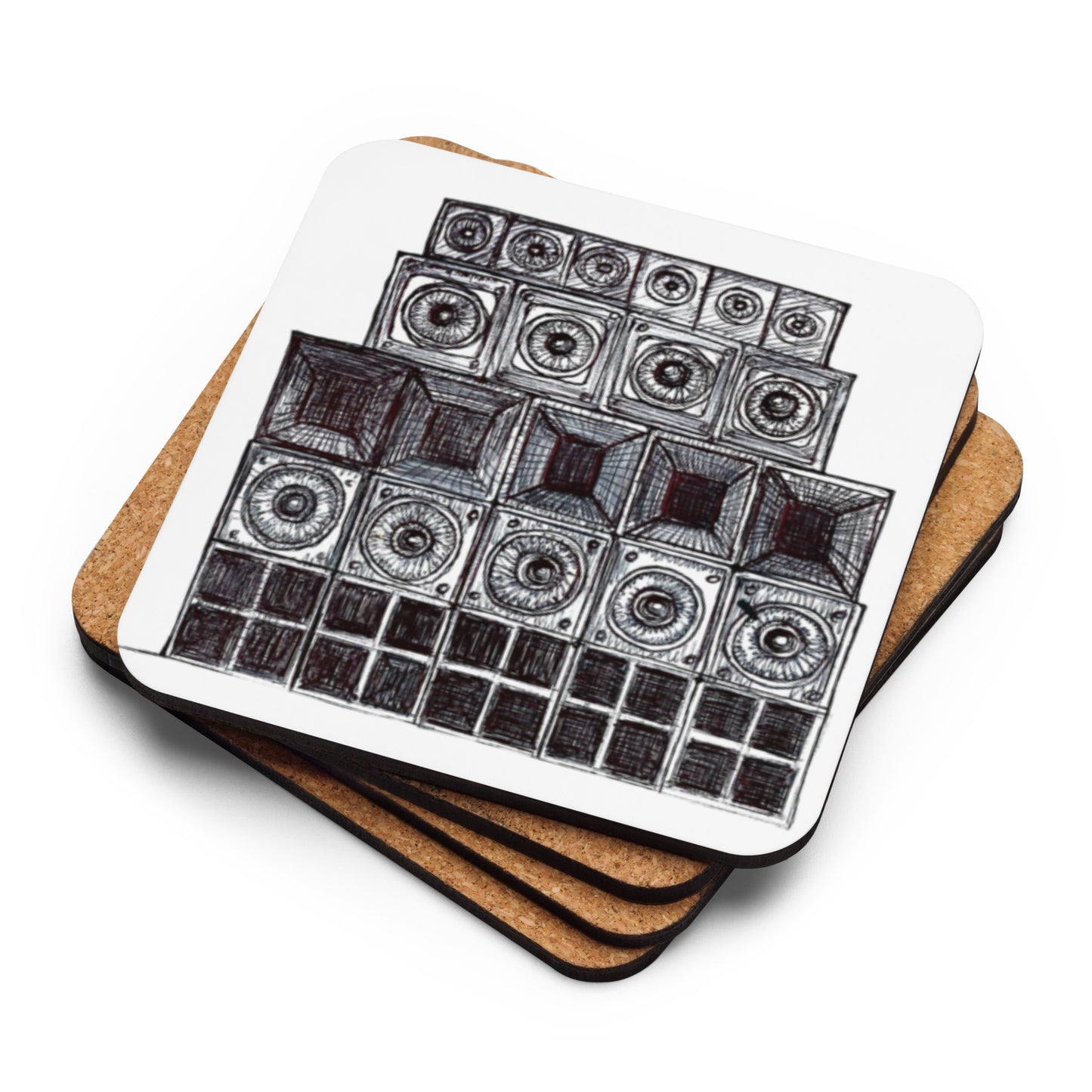 Speaker Stack Cork-back Coaster