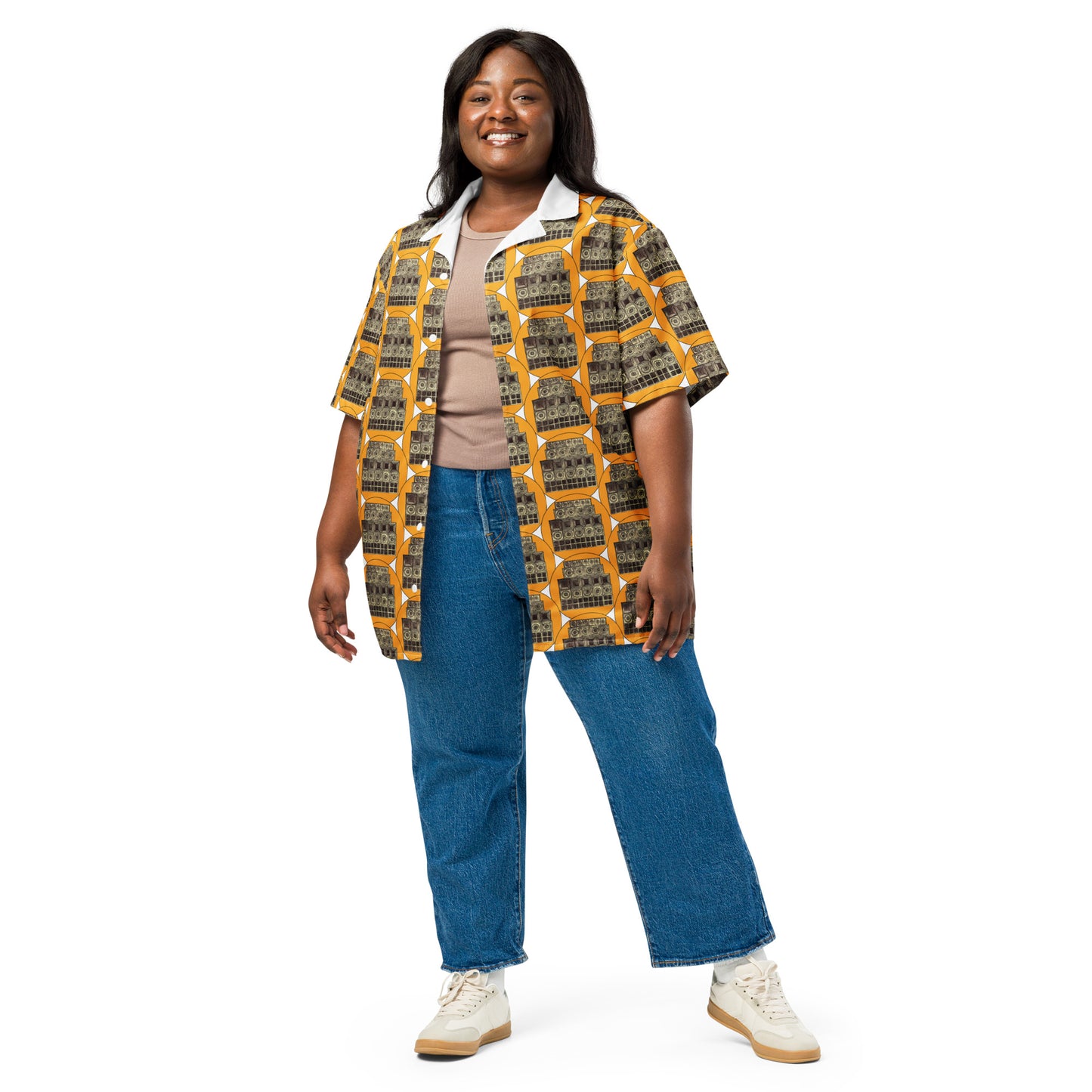 Speaker Stack Women's Yellow Button Shirt