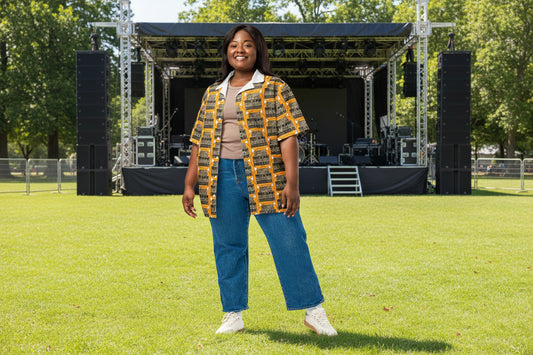 Speaker Stack Womens Yellow Button Shirt