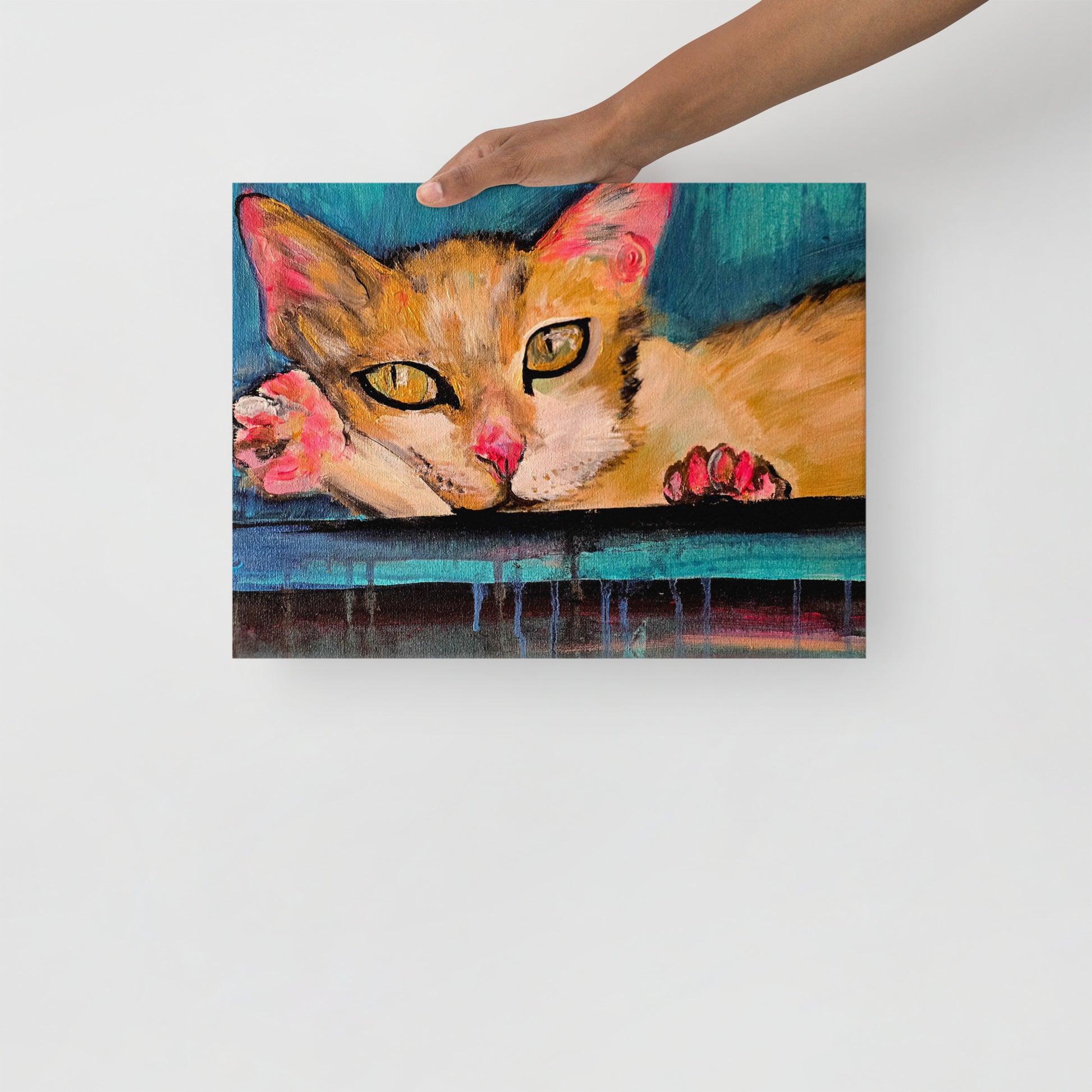 Indian Spice Farm Cat canvas print by Vicky Steane, Goa cat artwork, front view