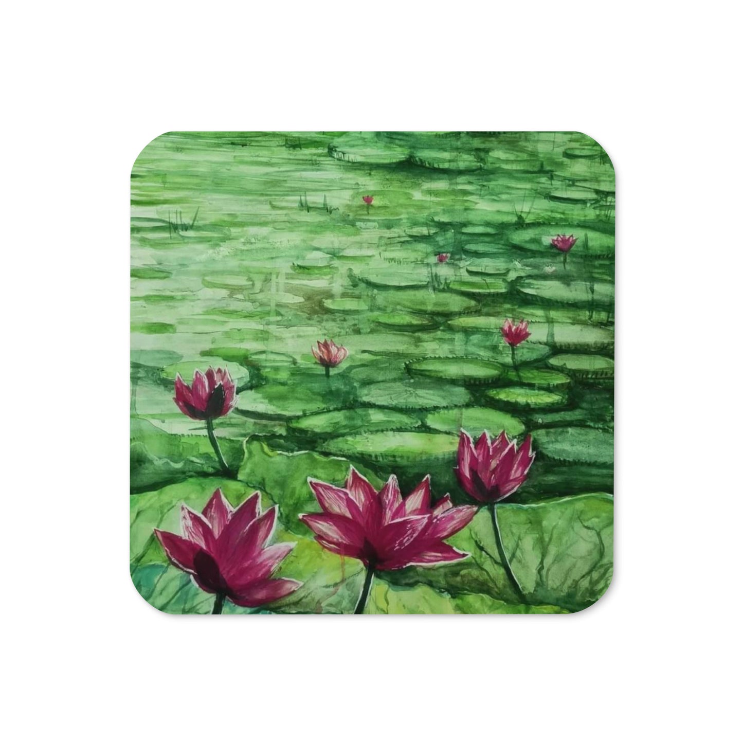 Waterlily Pond Cork-back Coaster