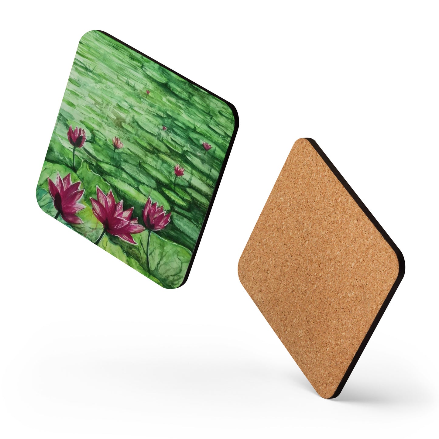 Waterlily Pond Cork-back Coaster