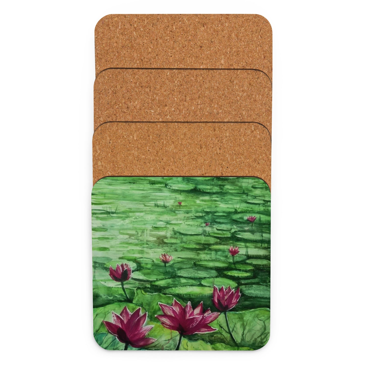 Waterlily Pond Cork-back Coaster