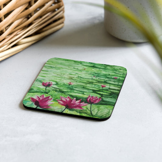 Waterlily Pond Cork-back Coaster